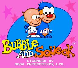 Bubble and Squeak title screen for Sega Genesis